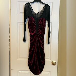 Arden B Black and Burgundy Long Sleeve Dress